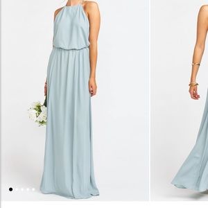 Mumu silver sage crisp heather halter dress large